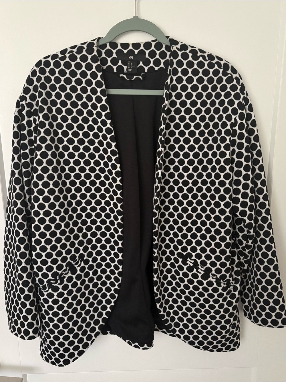 H&M Black and White Polka Dot Open Blazer